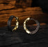 Uniquely Crafted Retro Tang Grass Grain Sense Textured Black Gold High-End Men & Women Hoop Earrings